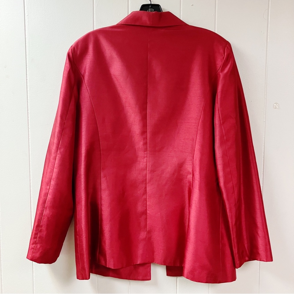 Vintage Y2k Career JACKIE JON NEW YORK Blazer Jacket SZ 14 Red Party Classic - Picture 2 of 8